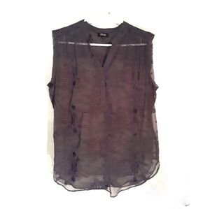 Elogy Olive Embroidered Sheer tank